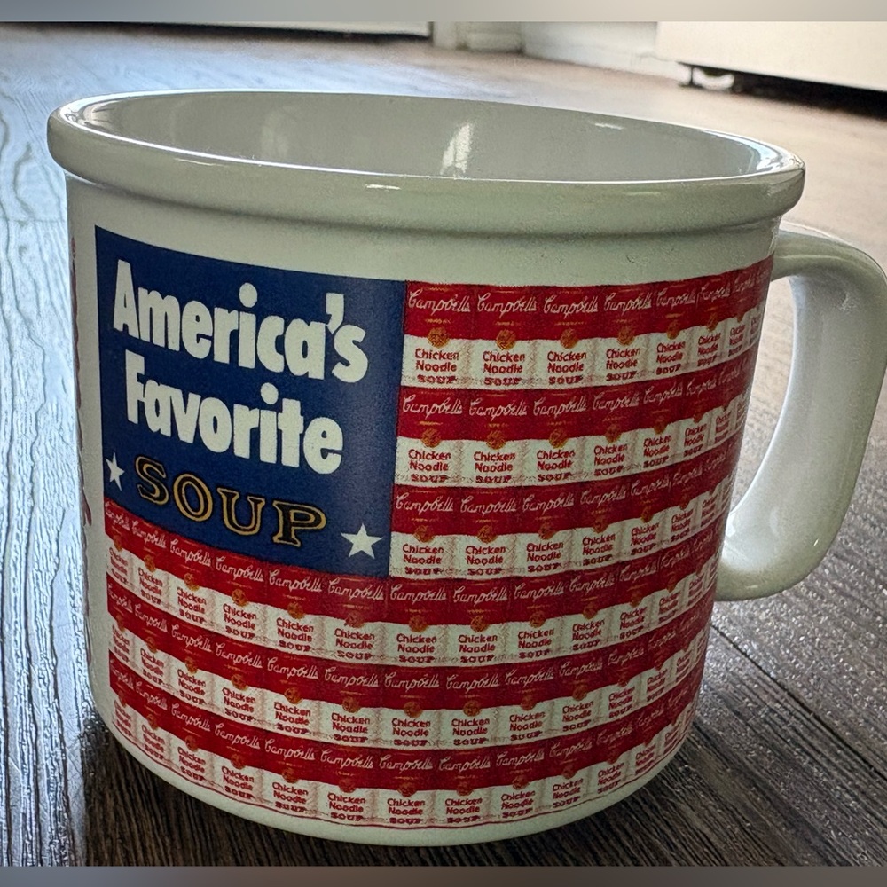 Dated 1998 Campbells Soup bowl with American flag design. Americas favorite soup